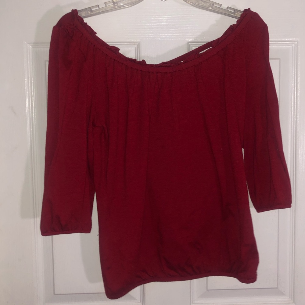 red long sleeve blouse
